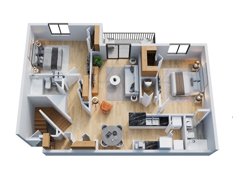Floor plan for 2 beds, 2 baths, 1180 sqft
